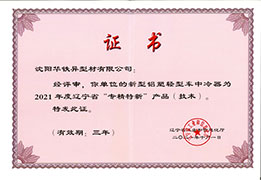 辽宁省专精特新产品奖-2021